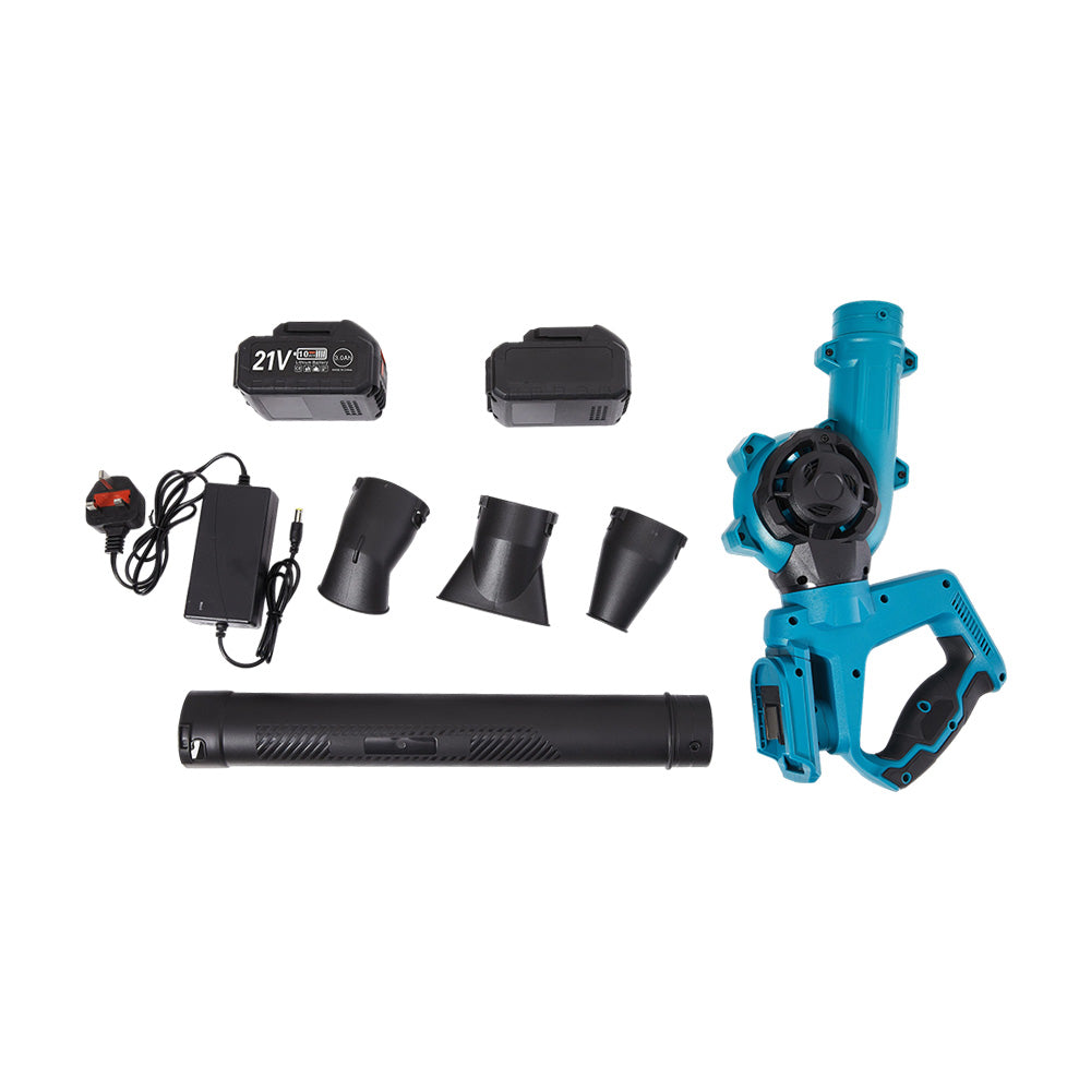 Cordless Handheld Leaf Blower with 2 Batteries and Charger – 21V Electric Garden Tool